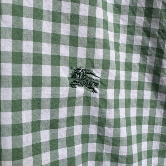 Burberry Green Check 100% Cotton Down Shirt. XL - Picture 3 of 6